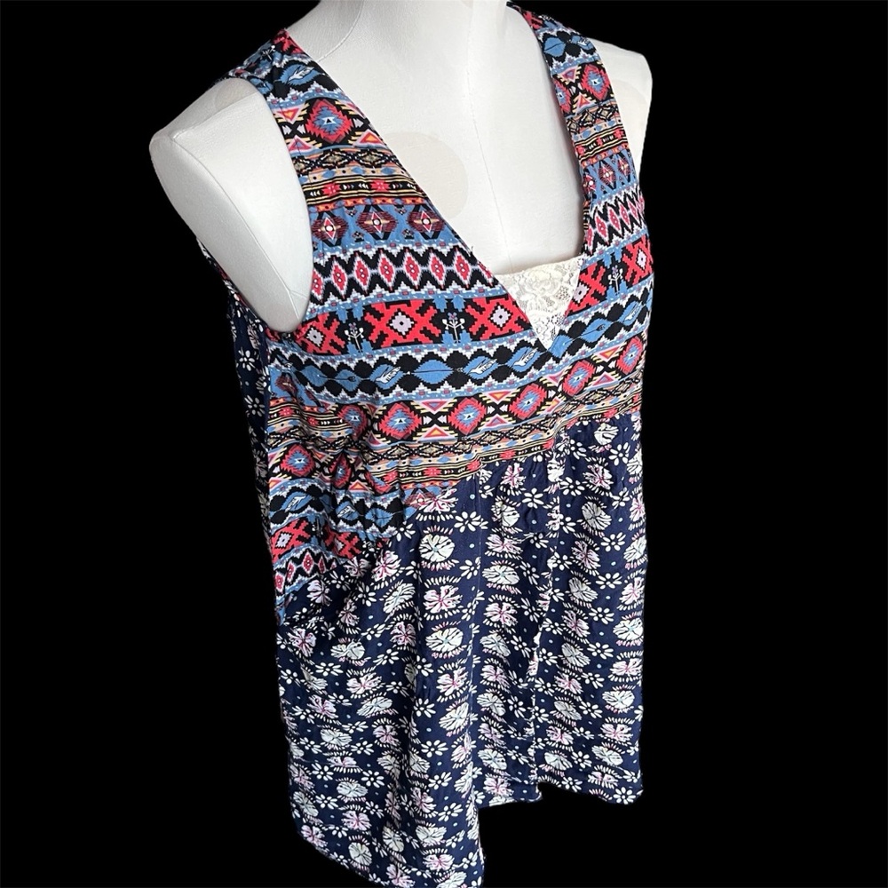 Umgee Aztec pattern mini dress with pockets Small